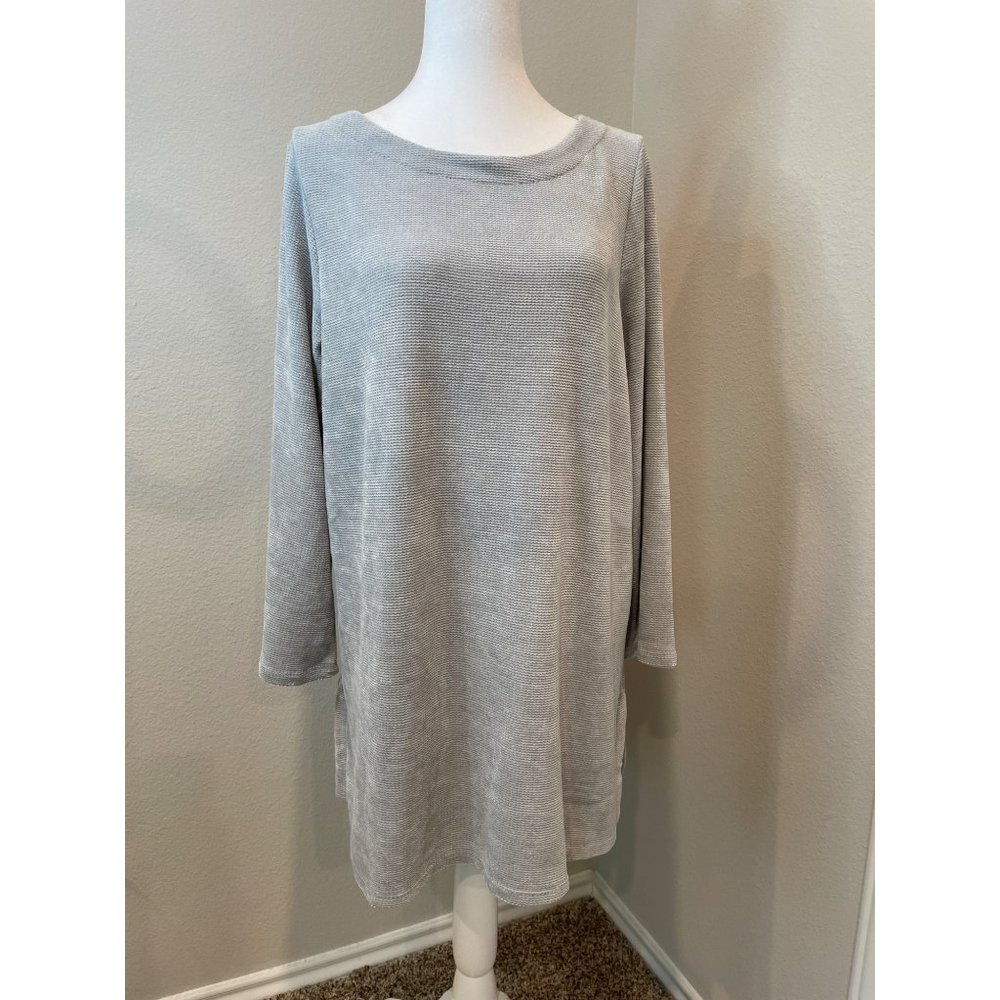 J. Jill Wearever Collection Gray LS Long Sweater